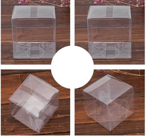Envoltura de regalo 8 Tamaño Cuadrado Plástico Transparente Cajas de PVC Cajas de regalos impermeables transparentes Cajas de transporte de PVC Caja de embalaje para joyería / dulces / juguetes SN6020