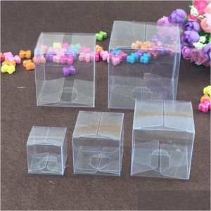 Envoltura de regalo 8 tamaño de plástico cuadrado transparente de cajas de PVC transparente caja impermeable estuches empaquetado para joyas/dulces/juguetes lz0743 got dhvet