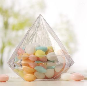 Papel de regalo 9 9cm Cajas de dulces de plástico grande transparente con diamantes Cajas de favores de boda Titulares de banquetes Regalos SN75