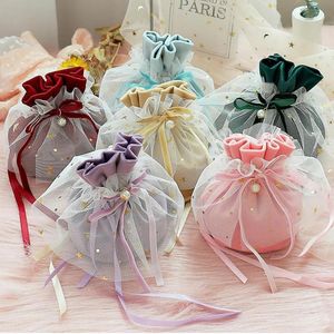 Emballage cadeau 9 couleurs stockage velours sacs perles/thé/bonbons/bijoux Organza cordon sac pour mariage noël pochettes Festival fête