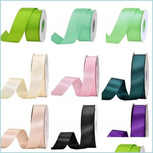 Emballage Cadeau 9Mm X100 Yard Rubans Satin Bricolage Bowknot Paquet Accessoires De Couture Gâteau Cadeau À La Main Wrap Fête De Mariage Décor Drop Delive Dhkfx