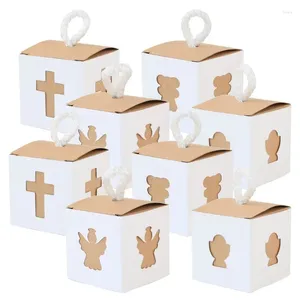 Gift Wrap Bear Angel Graal Cross Retro Kraft Paper Square Box Candy Candy Packaging Wedding Anniversaire 10pcs