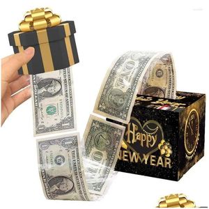 Envoltura de regalo Caja de cumpleaños Pastel Cajero automático Billete Sorpresa Topper Dinero Divertido Padre Hornear Decoración Pl Drop Entrega Hogar Jardín Fiesta festiva DHZGP