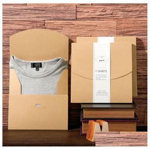 Envoltura de regalo Caja de embalaje de sobre de papel kraft en blanco para camiseta Ropa Embalaje expreso Cartón Entrega de entrega Hogar Jardín Festivo DHHSG