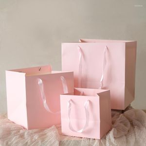 Boîtes d'emballage cadeau sac rose/noir/rouge grande boîte en papier pour emballage de fleurs avec étuis carrés à ficelle/gâteau d'emballage de mariage