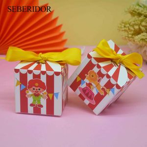 Gift Wrap Boys and Girls 3rd Birthday Party Discount Mini Cardboard Client Couade Candy Boîte rouge Clown imprimé 20/50/100 Pièces Childrens Activity Decorationq240511