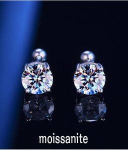 Envoltura de regalo Certificado 6 mm Prueba aprobada Moissanite Studs Pendientes para hombres Mujeres S925 Plata Platino Plateado Novia Boda Diamante StudsGift