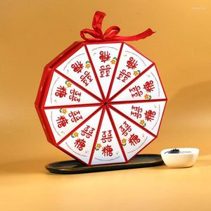 Papel de regalo Cajas de papel atascadas de estilo chino 10 Unids / set Banquete de bodas Caja de embalaje de dulces de chocolate Triángulo Almacenamiento de dulces