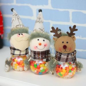 Emballage cadeau Décorations de Noël Boîte à bonbons pour enfants Gris Dessin animé Santa Jar Bouteille de rangement pour la maison Bonne année 2022 Cadeau