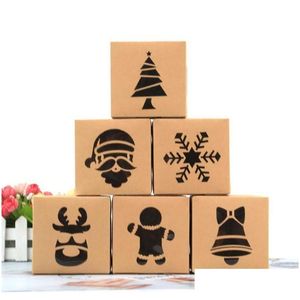 Gift Wrap Christmas Kraft Paper Bookie Boxes Candy Box Box Box Party Food Emballage Kids New Year 10x10x6.3 cm LX4426 DROP DIVRI une maison DHXST