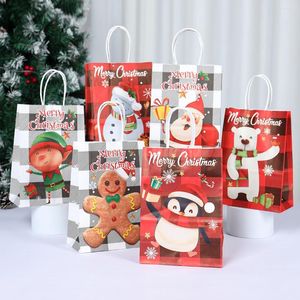 Bolsos de papel Kraft de regalo de Navidad 2024 Regalos de Navidad Bolsa Decoración alegre para el hogar Cristmas NaviDad Año de empaquetado Bolsos