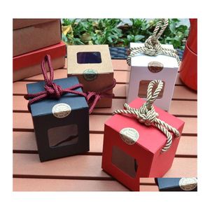 Emballage cadeau Design créatif Boîte en papier kraft avec fenêtre transparente Miel Confiture Thé Sucre brun Bonbons Corde Lx0232 Drop Delivery Home Garden Fe Dhzis