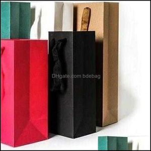 Emballage cadeau Sacs d'emballage créatifs Papier Boîte-cadeau Emballage avec ficelle pour huile de vin rouge Champange Bouteille Porte-cadeaux Titulaire Emballage1 65 Dhtos