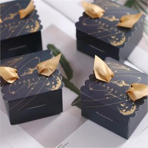 Emballage cadeau Creative Wedding Party Candy Box Bonne qualité Baby Shower Brithday Favor Boxes Marbre Bronzing Flower Chocolate Box 220913