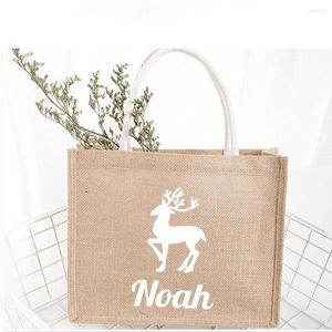 Emballage cadeau personnalisé votre nom sac de toile de jute sac fourre-tout de Noël personnalisé ou Shopping grands sacs de demoiselle d'honneur