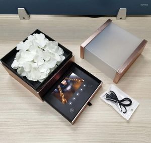 Gift Wrap Design Souvenir Souvent de style luxe personnalisé Boîte vidéo LCD Flower de 4,3 pouces pour les affaires