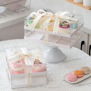 Emballage cadeau Boîte à desserts avec couvercle transparent Boîtes à biscuits pour donner des friandises Donut Candy Pâtisserie Conteneurs alimentaires jetables Boulangerie