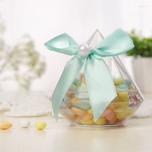 Caja de dulces con forma de diamante para envolver regalos, contenedor de pétalos de Chocolate creativo de plástico transparente para boda, fiesta de cumpleaños, duradero