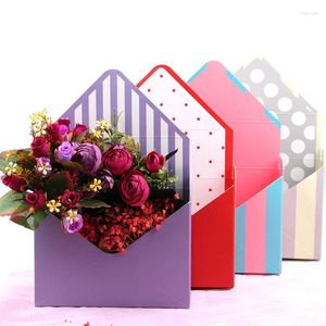Enveloppe d'enveloppe-cadeau Boîte d'emballage de fleurs en carton pliant de la fête d'emballage floral Stripe de mariage imprimé