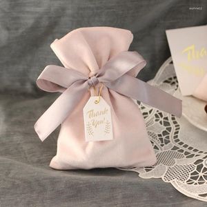 Envoltura de regalo Bolsas de Europa con tela de terciopelo rosa Caja de dulces Suministros de embalaje Día de San Valentín Boda Baby Shower al por mayor 30 piezas