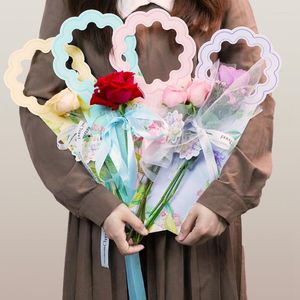 Envoltura de regalo Bolsa de embalaje de flores Papel de regalo Tarjeta de felicitación 5 piezas Suministro de paquete Día de la madre
