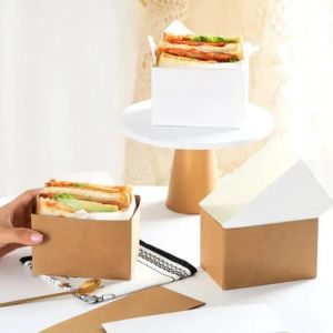 Emballage cadeau Food Hamburger Boîte d'emballage Gâteau à l'huile Sandwich Boulangerie Pain Petit-déjeuner Papier d'emballage pour la fête de mariage 911