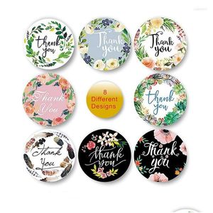 Emballage cadeau Emballage cadeau 2 pouces fleur ronde merci cuisson autocollant enveloppe scellage anniversaire mariage scrapbooking livraison directe maison jardin Dhzix