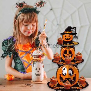 Envoltura de regalo Calabaza de Halloween Soporte para magdalenas Decoraciones para fiestas Soporte para magdalenas de cartón de 3 niveles Suministros para fiestas de Halloween Pastel Postre Torre x1007