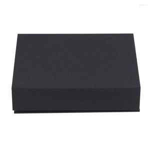 Envoltura de regalo Jewel Case DIY Cartón Caja de papel USB Almacenamiento Rectángulo Flip Cover Business Black Packaging Small Craft Wedding Favor