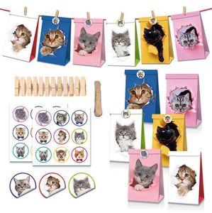 Emballage cadeau papier kraft sac d'huile chat animal de compagnie mignon chiot chien mordre les roses anniversaire emballage livraison directe Otwqh