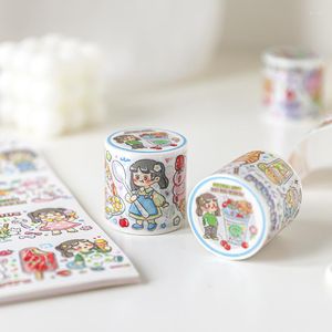 Envoltura de regalo Lovely Cartoon ICE-Cream Girl Cintas de aceite especial Diario Cinta adhesiva DIY Scrapbooking Decoración Washi Sticker
