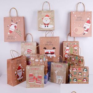 Geschenkverpakking Lovely Christmas Kraft Paper Bag Creative Packaging Ecofriengly Shop Bags Portable Holiday Tote Drop Delivery Home Garden Dhxzv