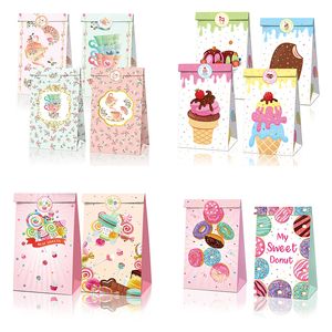 Envoltura de regalo Lovely ice cream Candy Bag con pegatinas para decoraciones de fiesta de cumpleaños Lollipop candy bag teapotDonut Paper Gift Bag Suministros 230627