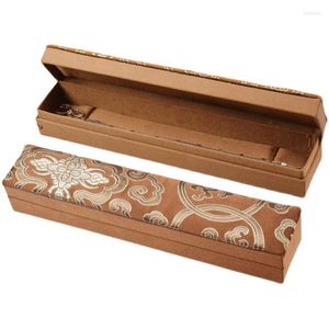 Caja de brocado de seda china rectangular de lujo para regalo, caja de almacenamiento de joyería para collar, cajas de embalaje para palillos chinos