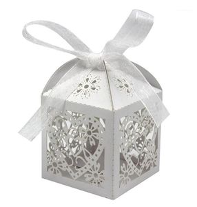 Papel de regalo METABLE 100PCS Love Heart Laser Cut Wedding Party Favor Box Candy Bag Cajas de chocolate Despedida de soltera Bomboniere con cintas1