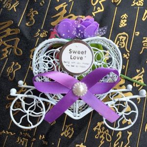 Emballage cadeau métal fer conte de fées en forme de coeur chariot boîtes à bonbons faveur de mariage décoration boîte de fête Lin4729