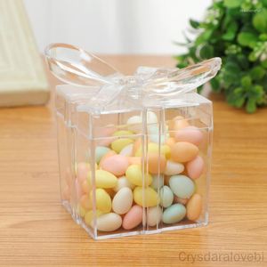 Emballage cadeau boîte à bonbons en plastique arc Transparent stockage carré couvercle supérieur et inférieur ouverture fermeture emballage de mariage