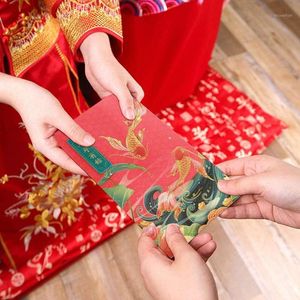 Papel de regalo Impreso Año de bronceado Sobres rojos Bolsa de sobre de papel perla Festival de primavera chino Boda 12 piezas