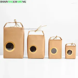 Boîtes à thé enveloppe privées Private Emballage Fenêtre de nourriture portable un sac en papier brun mi-automn festival personnalisé