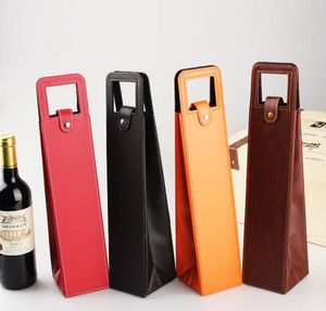 Emballage cadeau en cuir PU bouteille de vin ou de champagne cadeaux sacs fourre-tout sac de voyage cuirs porte-bouteille de vin unique étui organisateur SN2985
