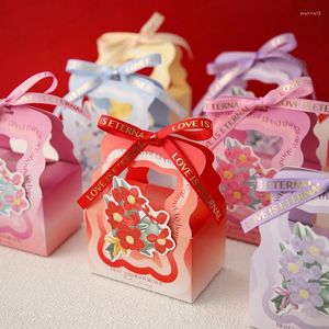 Envoltura de regalo Racimo púrpura de flores Caja de embalaje de dulces Bolsas de papel Baby Shower Fiesta de cumpleaños Regalos de boda para invitados