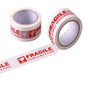 Rouleau d'emballage cadeau 66 mètres poignée adhésive de sécurité rouge fragile avec des bandes d'avertissement de soin autocollant bricolage pour les accessoires d'emballage de marchandises cadeau