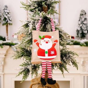 Envoltura de regalo Bolsa de Navidad de Santa Bolsas para niños de dibujos animados Diseño lindo con patas despojadas Tote de Navidad para decoraciones