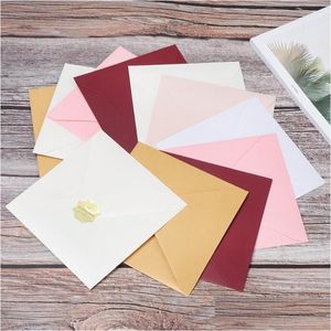 Cadeau cadeau Fournitures scolaires Pearlescent Mes Card Enveloppe Sac Salutation Encased Pearl Papers Enveloppes en papier carré Drop Livraison Dhjv4