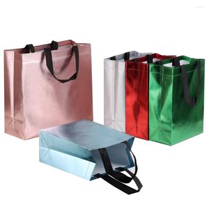 Envoltura de regalo de telas brillantes no tejidas bolsas de compras de compras coloridos empresas al por mayor al por mayor paquete de festival reciclable