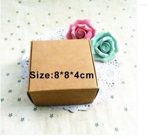 Gift Wrap Size 8 4cm en gros 1000pcs / lot Boîte en papier kraft Impression gratuite 1 Couleur Logo