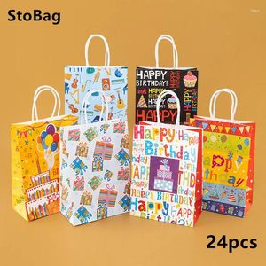 Enveloppe cadeau Stobag Birthday Party Paper Pack Packing Candy For Kids Baby Shower Decoration Chocolate Suppliy Wholesale 24pcs