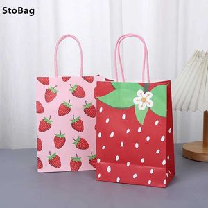 Enveloppe cadeau Stobag Strawberry Match Packing Packaging Candy Chocolate Snack Cookie Toy Baby Shower Wedding Mothers Fay Suppliesq240511