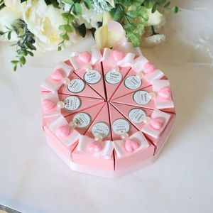 Envoltura de regalo Estilo dulce Triángulo rosa Boda Caramelo Favores Cajas Fiesta Suger Embalaje Banquete Papel con cintas