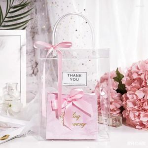 Emballage cadeau Sacs transparents Clear PVC Sac fourre-tout Emballage Faveurs de mariage pour les invités Party Boîte de bonbons Sac de rangement cosmétique